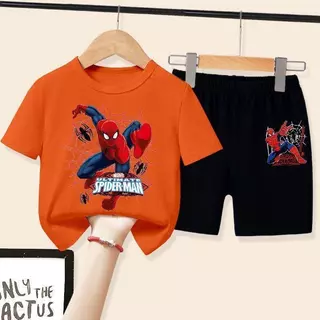 【จัดส่งไทย】2ชิ้น BOBชุดบอดี้สูทแขนสั้นลายสไปเดอร์แมนสำหรับเด็ก ไซส์กลางและใหญ่ ดีไซน์ทันสมัย ​​สำหรับเด็ก ชุดกีฬาฤดูร้อน