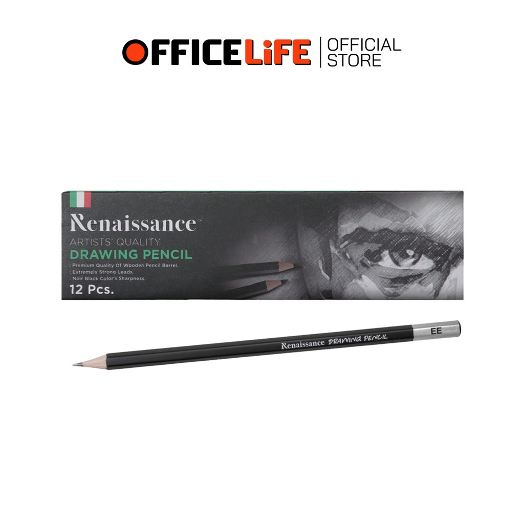 Renaissance (เรนาซองซ์) ดินสอไม้ ดินสอเกรดวาดรูป Drawing Pencil มีหลายความเข้มให้เลือก ( 12 แท่ง / ก