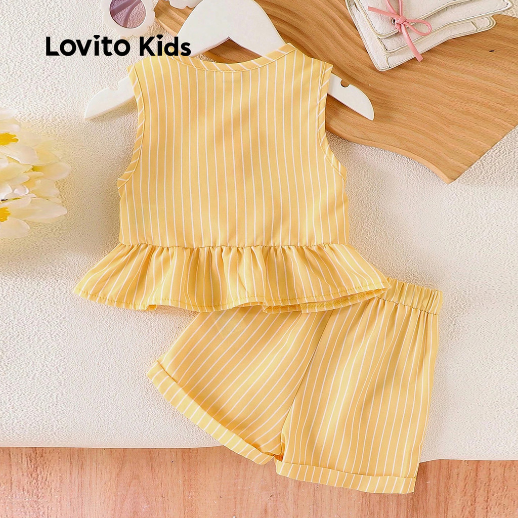 Lovito Kids طقم شورت بنات بشرائط — أصفر — صورة 2