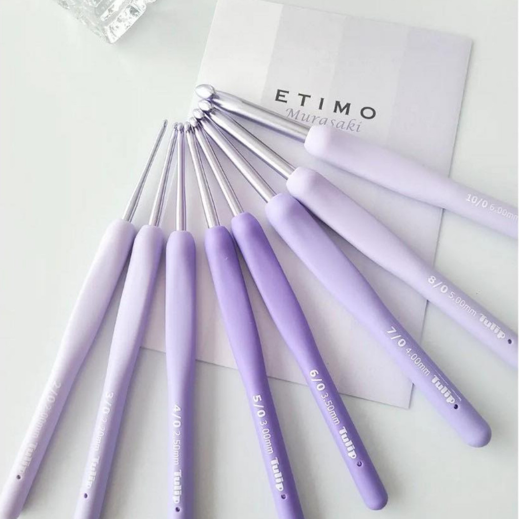 เข็มโครเชต์ TULIP Japan Etimo Murasaki ของแท้ ด้ามจับ Cushion นิ่มมือ สีม่วง