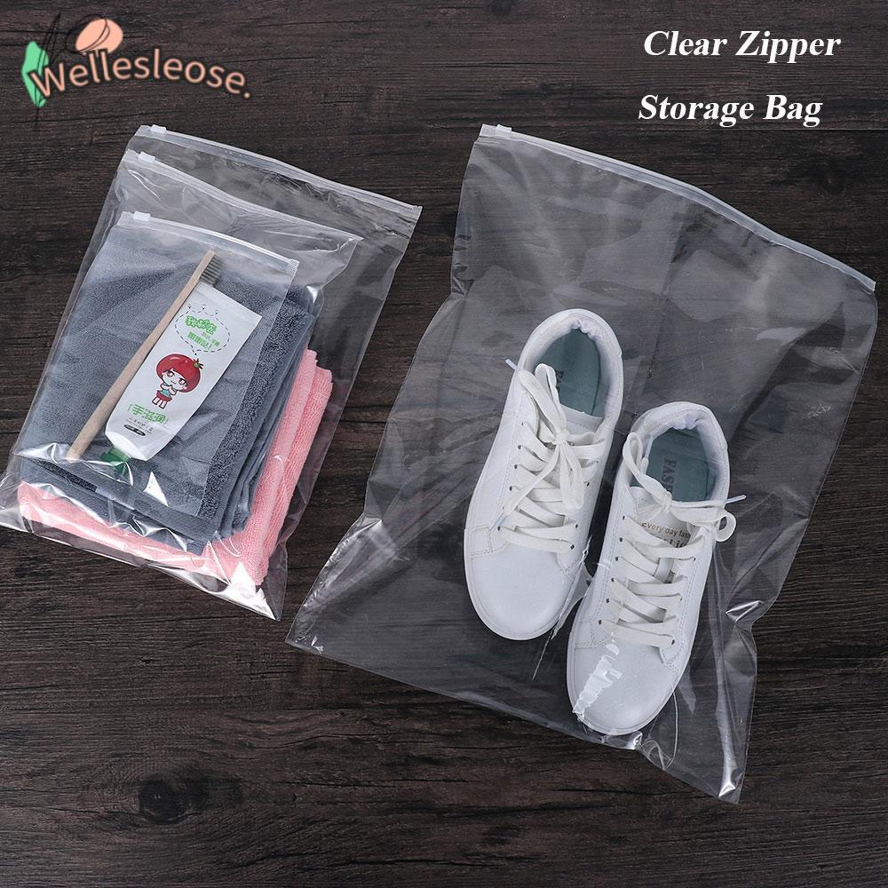 WELLE 5 ชิ้นกระเป๋าเก็บผ้ากันน้ําโปร่งใส
