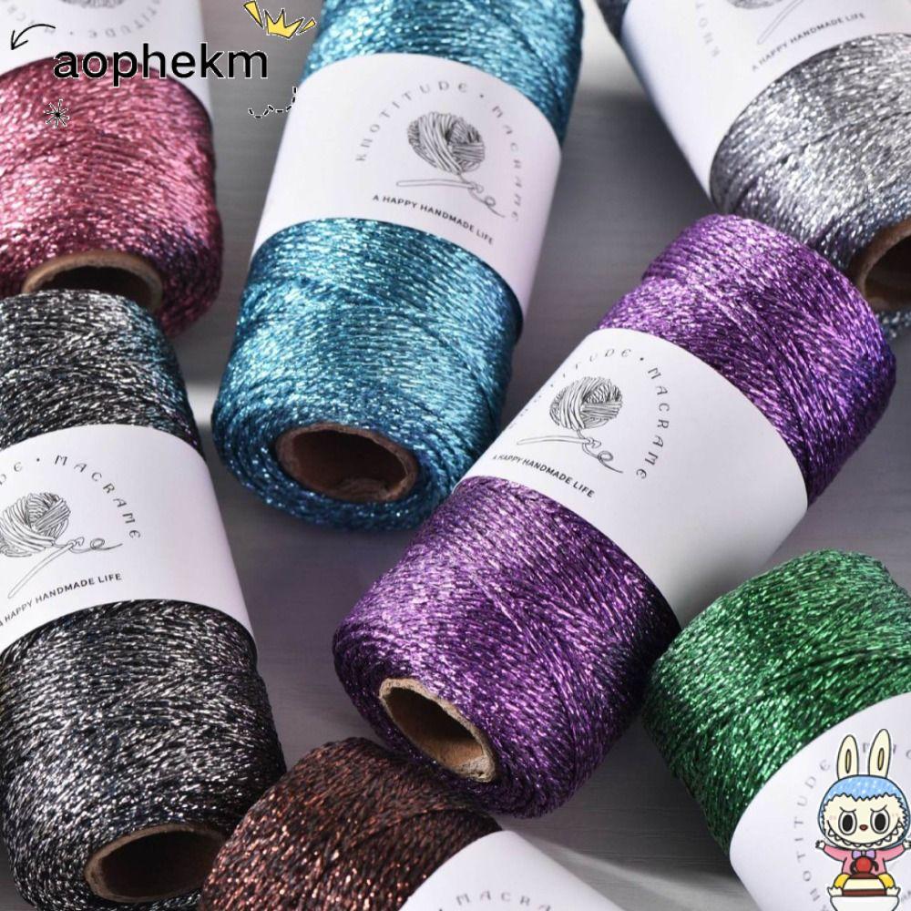 AOPHEKM เส้นด้ายโลหะ, ถักโครเชต์ 1 มม.Glitter Gold Sliver ด้ายสายไฟ, DIY Handmade Multicolor 100M ห่อของขวัญเชือกอุปกรณ์เย็บผ้า