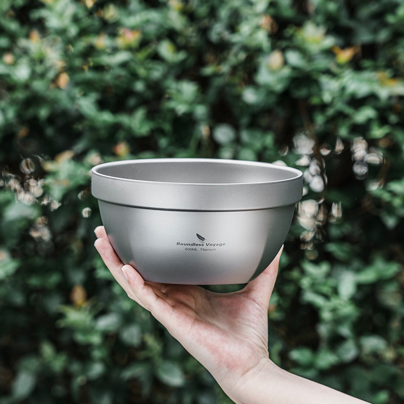 ชามTitaniumขอบคู่ 500ml/800ml Boundless Voyage สินค้าเครื่องใช้น้ำหนักเบาสำหรับกิจกรรมกลางแจ้งและการแคมป์ปิ้ง