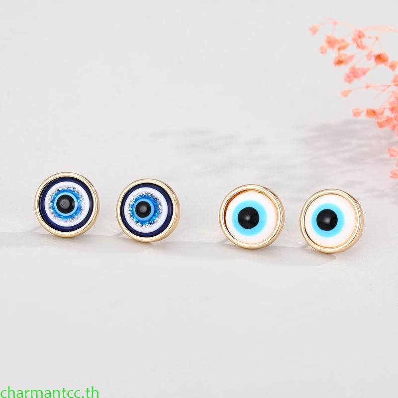 Charmantcc สําหรับ Evil Eye Stud ต่างหู Shining ตุรกี Eye ต่างหูโชคดี Eye Amulet หู