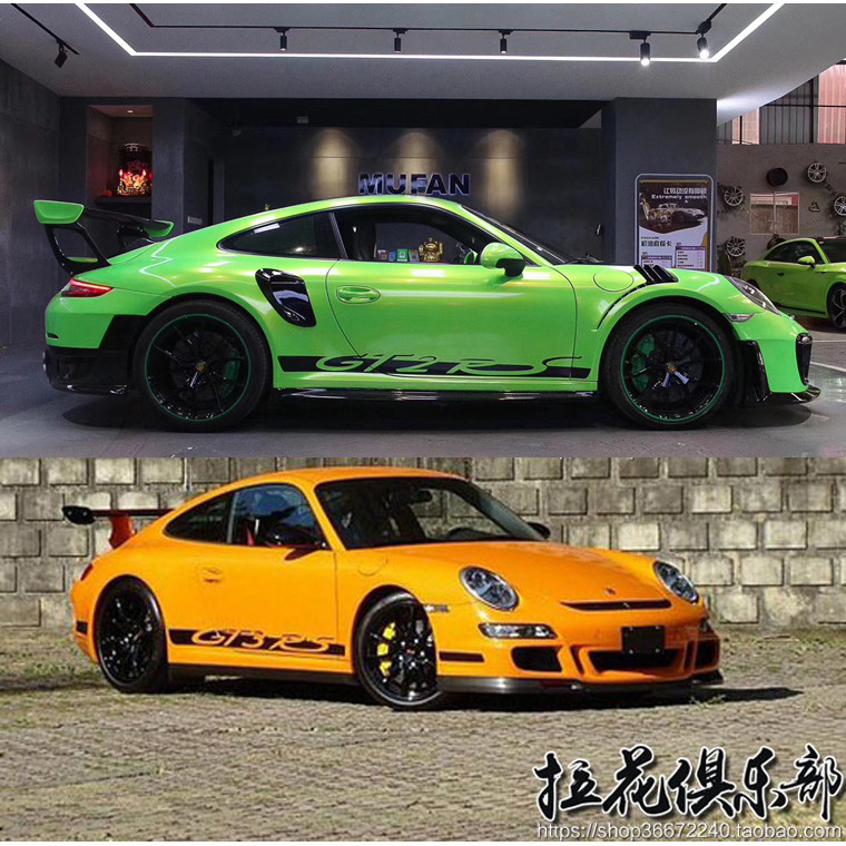 ใหม่ Porsche GT3 RS GT2RS สติกเกอร์รถ Garland Boxster 911 Body ด้านข้างกระโปรงสติกเกอร์แถบสี