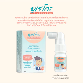 สเปรย์พ่นปาก บรรเทาอาการเจ็บแผลร้อนใน และมือเท้าปาก Eureko Mouth Spray หมดปี 7.1.2027