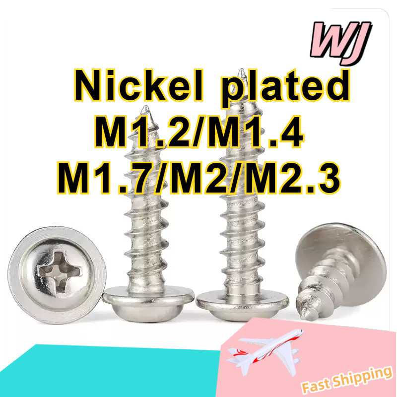 หัวกลมไขว้ชุบนิกเกิลพร้อมแผ่นแตะตัวเอง, หัวกระทะข้ามสกรูเมสัน M1.2/M1.4/M1.7/M2/M2.3*L=3-12MMZHX-WJ-