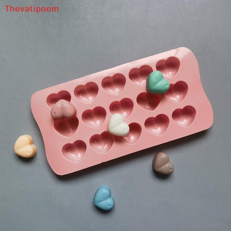 [Thevatipoem] 1 ชิ้น 15 หลุมสามมิติแม่พิมพ์ซิลิโคนรูปหัวใจ DIY ช็อกโกแลตน้ําแข็งตารางมูสแม่พิมพ์ขนมนุ่มอบแม่พิมพ์ร้อน