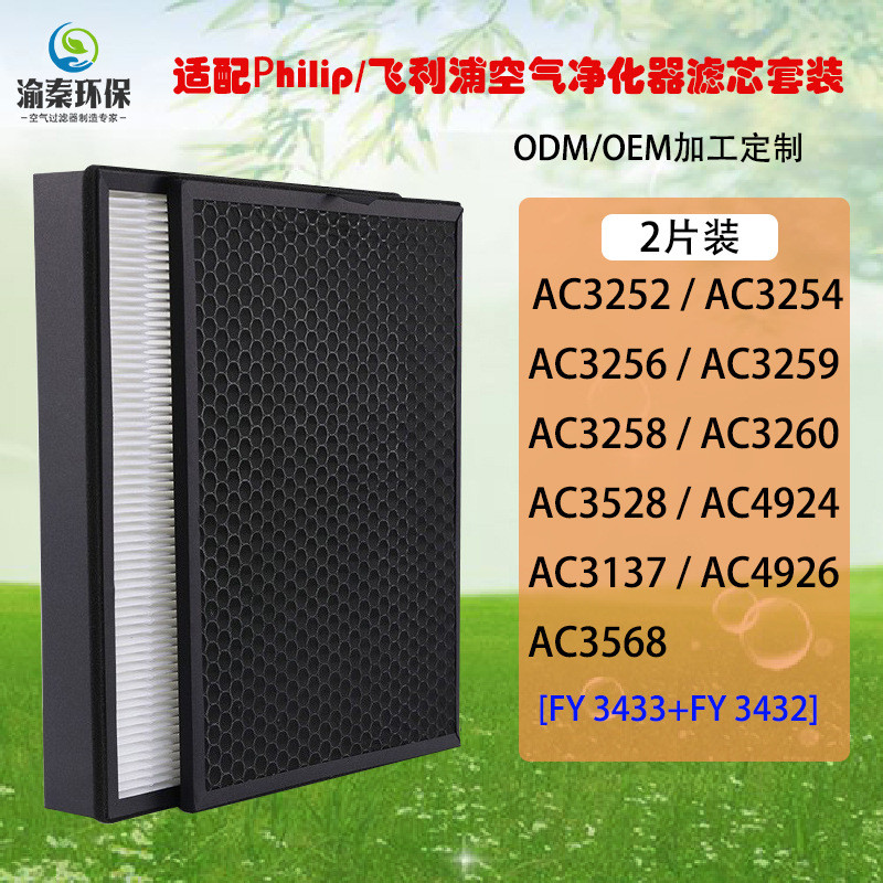 ขายพร้อมสต็อก ปรับให้เข้ากับเครื่องฟอกอากาศ Philips AC3252/3254/3256 ตัวกรอง FY3433/FY3432 องค์ประกอ