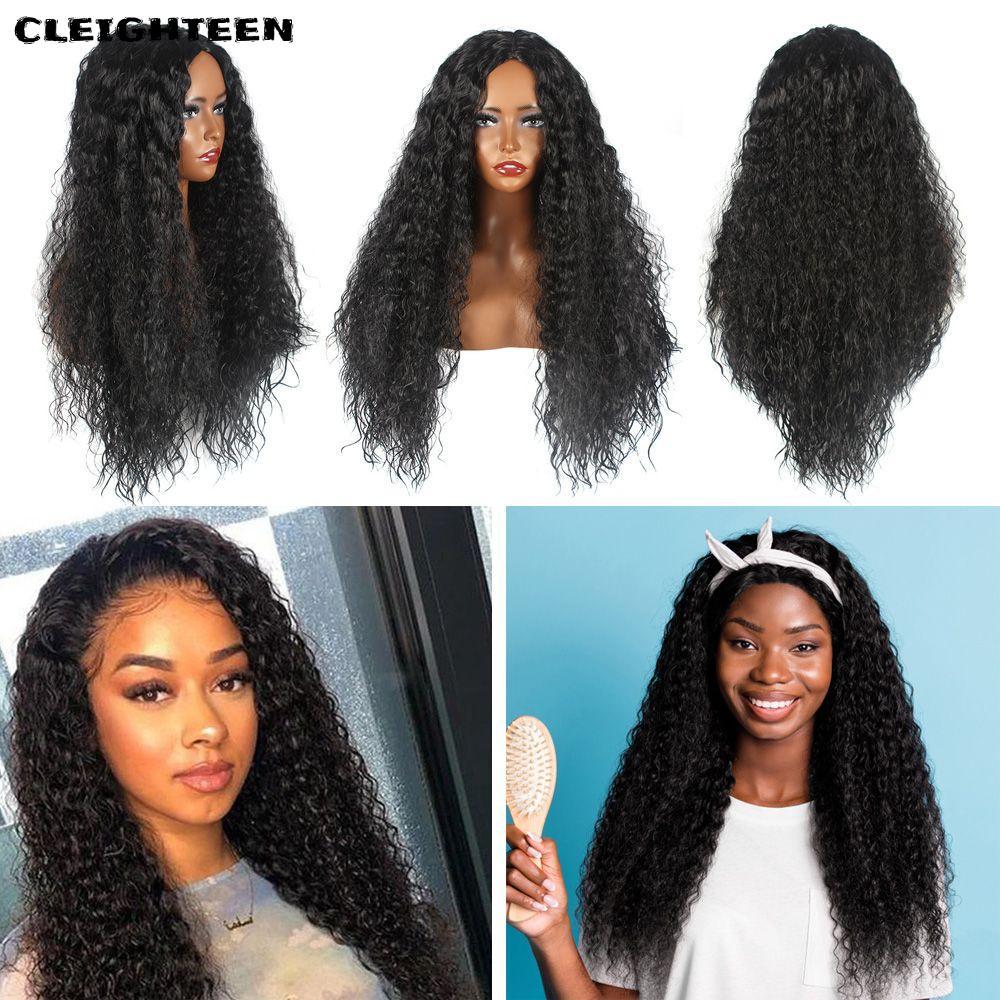 CLEIGHTEEN วิกผมผู้หญิงวิกผมเต็ม Hot Middle Score ผมหนาม้วนยาว