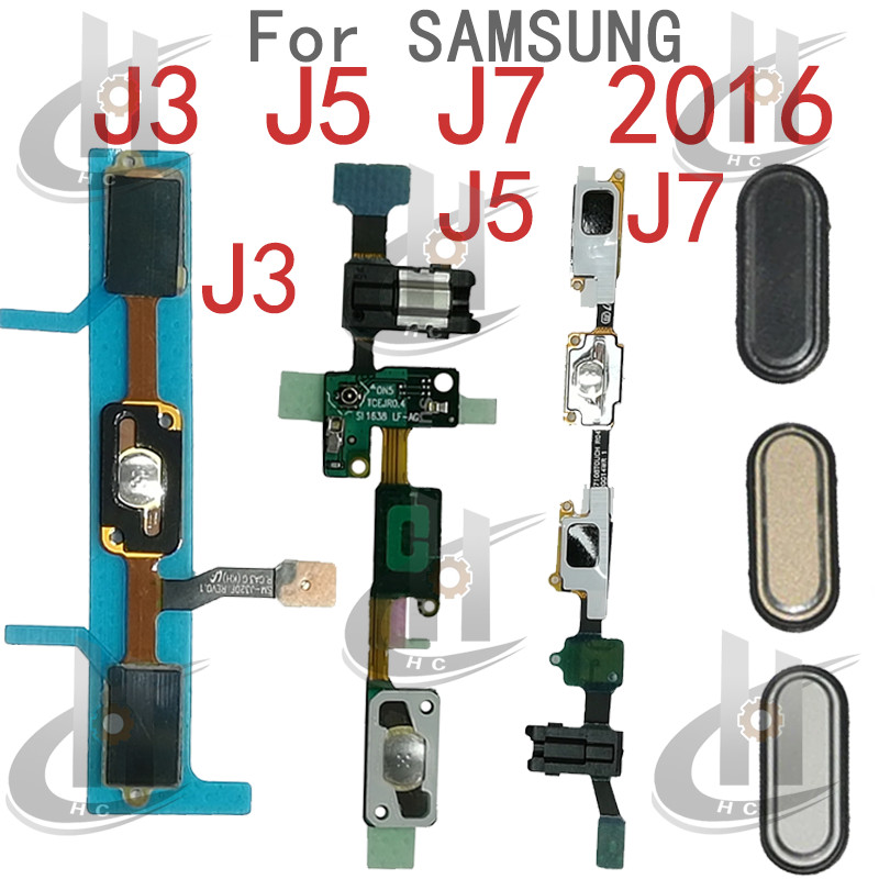 ปุ่มบ้านหูฟังแจ็ค Flex สําหรับ Samsung Galaxy J3 J5 J7 2016 J310 J510 J710 ปุ่มบ้าน Key เมนูกลับ Rec
