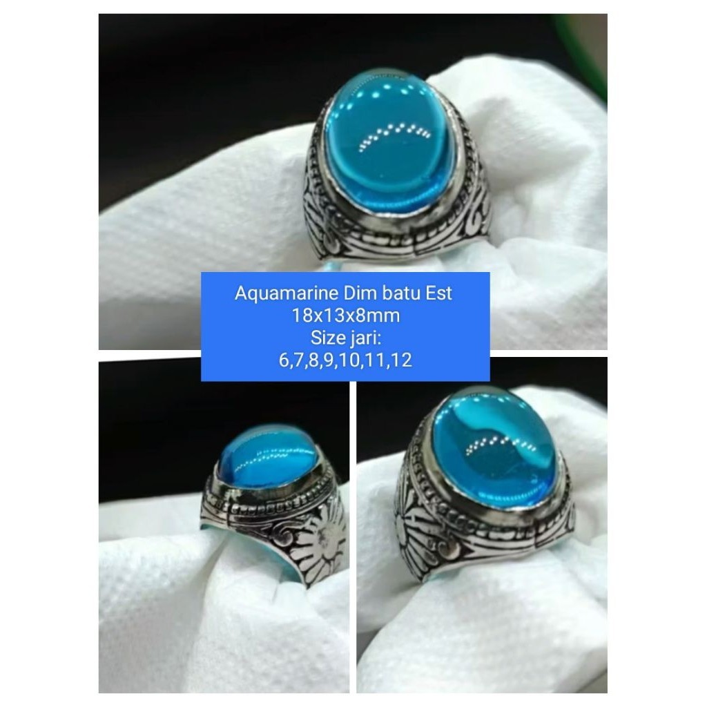 AQUAMARINE CRYSTAL GEMSTONE RING D18