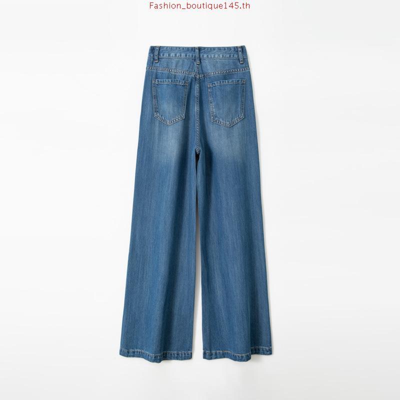 Mc JEANS กางเกงยีนส์ผู้หญิง ทรงกระบอกขากว้าง (Straight Wide) สียีนส์ฟอกกลาง MFWZ236 เนื้อผ้ายีนส์12.