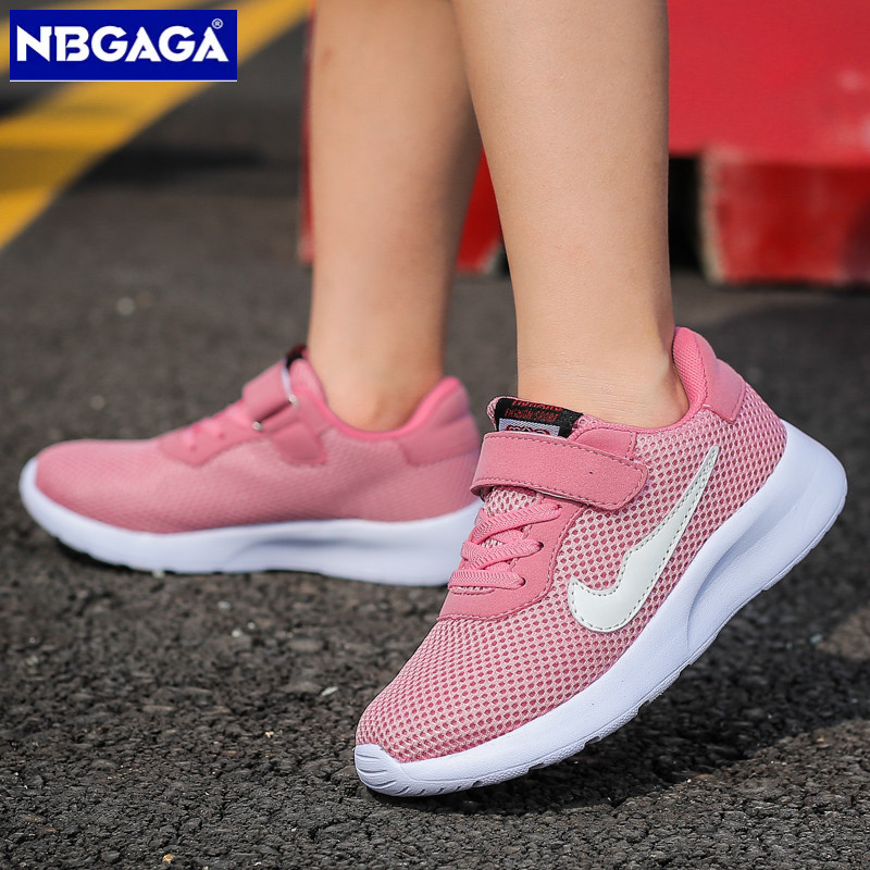 NBGAGA รองเท้าวิ่งเด็กผู้หญิง 3สี ตาข่ายระบายอากาศ สายรัดเวลโคร กันลื่น