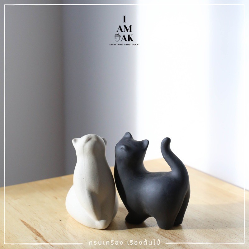 ตุ๊กตาเซรามิกรูปแมว สีด้านสวย แต่งบ้าน [ML]