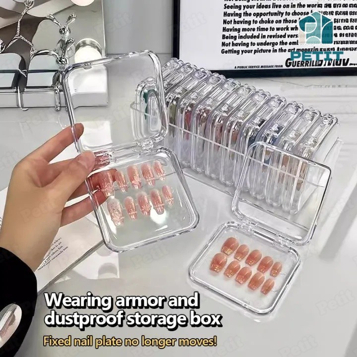 พร้อมส่ง กล่องใสขอบมน กล่องบรรจุภัณฑ์เล็บพลาสติกแบบพกพา กล่องใสใส่เล็บปลอม กล่องเครื่องประดับ