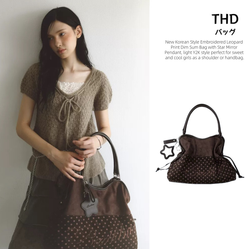 [THD] เกาหลีสไตล์ใหม่ปักเสือดาวพิมพ์ Dot Shoulder Tote กระเป๋าสาวแนวโน้มแฟชั่นกระเป๋าถือขนาดใหญ่เหมาะสําหรับนักเรียน/Da