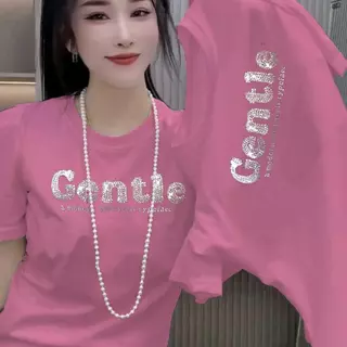 เสื้อยืดแขนสั้นผ้าฝ้ายแท้ หนักและเงา ประดับพลอยเทียม สำหรับผู้หญิง ขายดีของดาราอินเทอร์เน็ต แจ๊กเก็ตซ่อนพุง เสื้อยืดเร