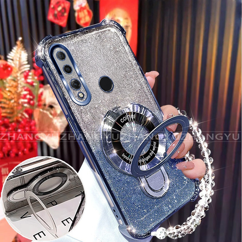 สําหรับ Huawei P30 lite P40 P50 P50E P60 P70 pro ULTRA เคสโทรศัพท์ U-รูปไร้สายชาร์จวงเล็บสี่มุม anti drop สร้อยข้อมือเปลือกนิ่มโปร่งใส 014