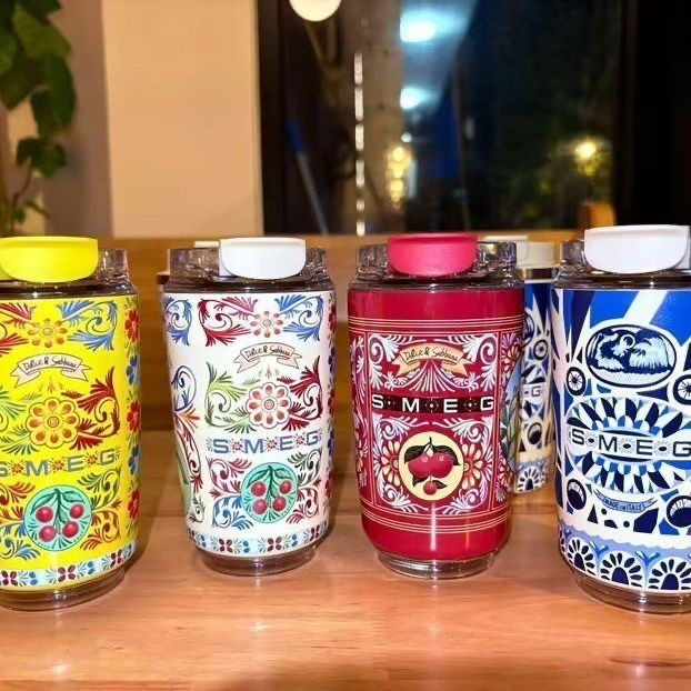 ใหม่ SMEG Cup Retro Design Coffee Thermos Cup แก้วสูญญากาศ No-Sill ฝาปิดเหมาะสําหรับรถที่วางแก้ว Office & Driving ใช้ 320ml spot