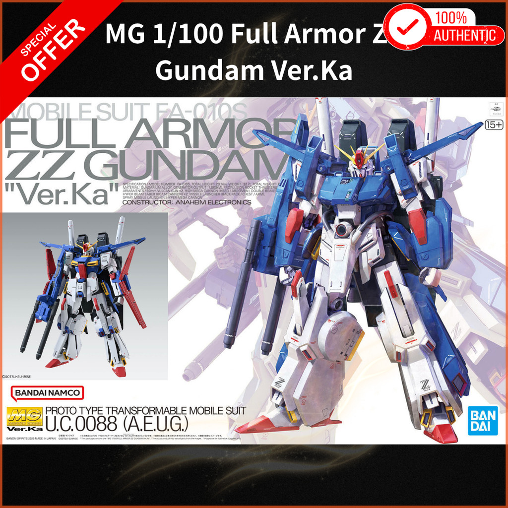 BANDAI SPIRITS MG Mobile Suit Gundam ZZ Full Armor ZZ Gundam Ver.Ka Pre-colored Plastic Model Kit