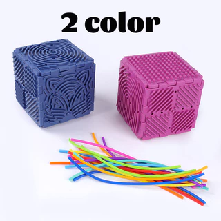 GeeToy ของเล่นคลายเครียดทรงลูกบาศก์ 6 ด้าน พร้อมแถบซิลิโคน 20 ชิ้น ของเล่นเสริมพัฒนาการสำหรับเด็ก ช่วยพัฒนาทักษะการเคลื่อนไหวของกล้ามเนื้อมือและนิ้ว
