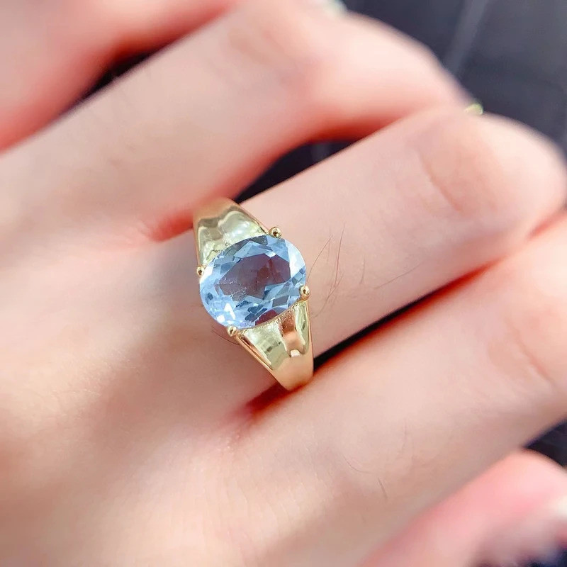 แหวนเงินผู้หญิง ขนาด 6 มม.และ 8 มม. น้ำหนัก 1ct ทำจาก Topaz ธรรมชาติ พลาทินา 18K .gold plated สินค้า