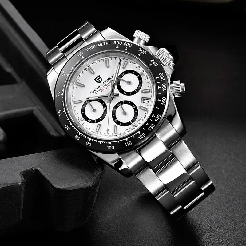 ใหม่ PAGANI DESIGN PD1644 หรูหราผู้ชายนาฬิกาควอตซ์อัตโนมัติวันที่นาฬิกาข้อมือกีฬา 100m กันน้ํา Chron
