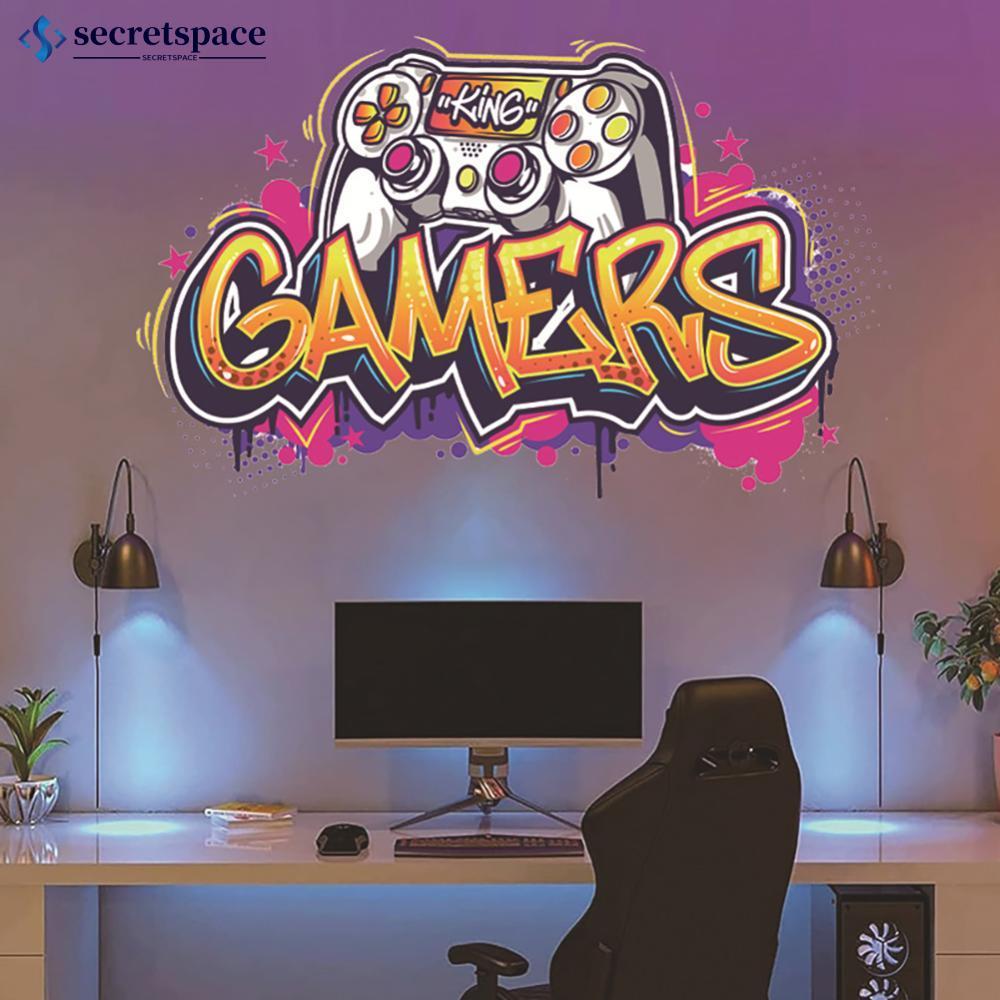SECRETSPACE Larger 3D Broken Wall Hole เกมโปสเตอร์ Gamer Gamepad ไวนิลภาพจิตรกรรมฝาผนังสติกเกอร์ห้อง