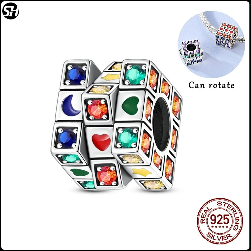 บัญชีโรตารี 925 เงินสี CZ Zircon Balance Original Charm สร้อยข้อมือ Fit DIY เครื่องประดับหญิงของขวัญ