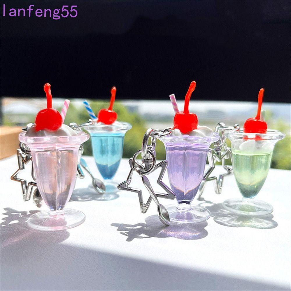 JETTY Cherry Cream Cup, Star 3D จําลองไอศกรีมพวงกุญแจ, Y2K อุปกรณ์เสริมจี้ Anti-lost แฟชั่นสายคล้องโ