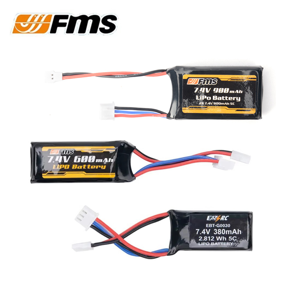 FMS 7.4V 380mAh 600mAh 900mAh 2S LiPo แบตเตอรี่สําหรับ 1/18 1/24 RC รุ่นรถ Crawler