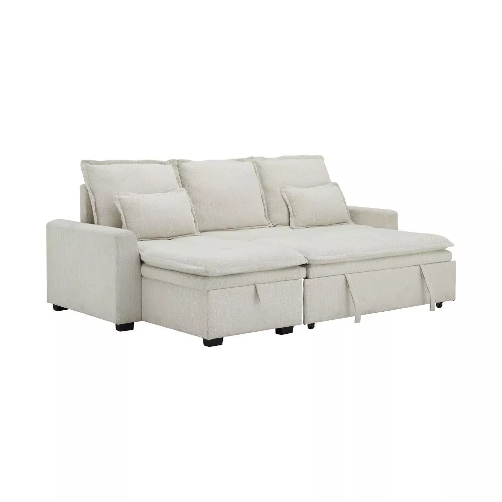 INDEX LIVING MALL โซฟาเบดผ้า L-shape รุ่นโดมิโกะ - สีเบจ