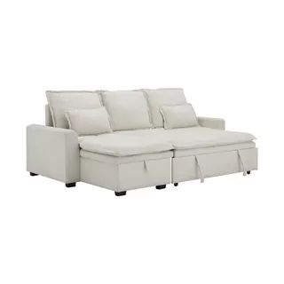 INDEX LIVING MALL โซฟาเบดผ้า L-shape รุ่นโดมิโกะ - สีเบจ