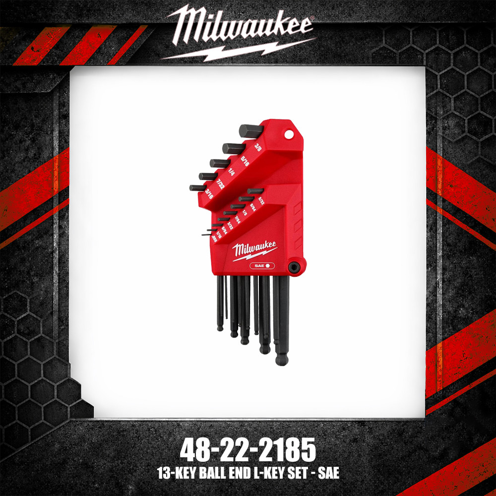 Milwaukee 48-22-22-185 13-Key Ball End L-Key Set - SAE Hand Tools
