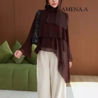 Layla Flow เสื้อชีฟอง3เลเยอร์ (มีซับใน) ดีไซน์เรียบหรู พลิ้วสวยใส่สบาย