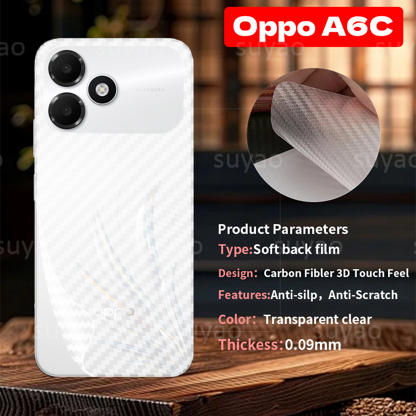 สําหรับOppo A6C 2026 โทรศัพท์กลับคาร์บอนไฟเบอร์ฟิล์มProtector OppoA6C A6X A6T A6 Pro Soft Scratchทนหน้าจอใสสติกเกอร์ป้องกันคลุมทั้งหมด