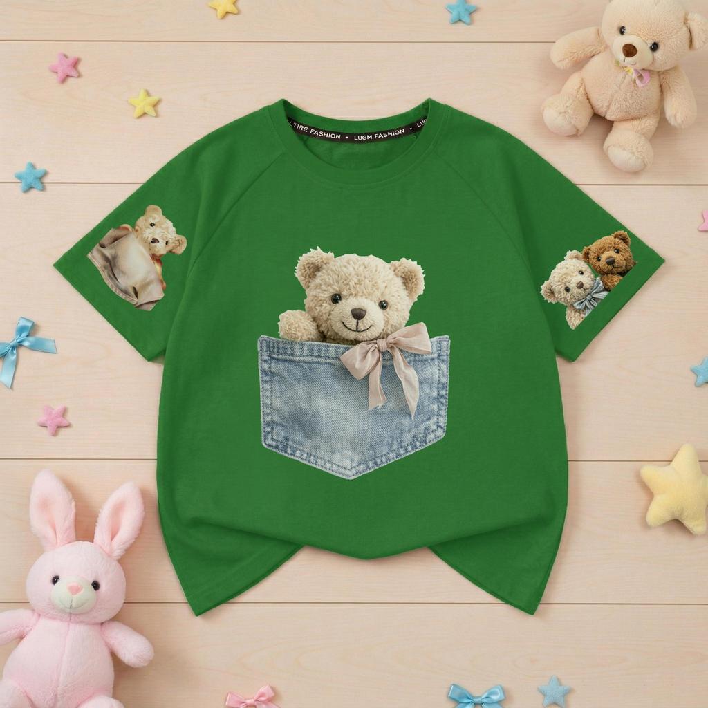 เสื้อยืด เด็กชาย เด็กหญิง แขนสั้น ลายน้องหมีสุดฮิต ผ้าคอตตอน ราคา ถูกที่สุด ดีลบีเคเค แกลเลอรีภาพที่ 7