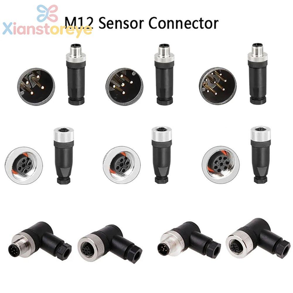 XIANSTH M12 Sensor Connector, 4 5 8 Pin Connector M12 Aviation Plug, M12 Sensor Cable Connector Powe