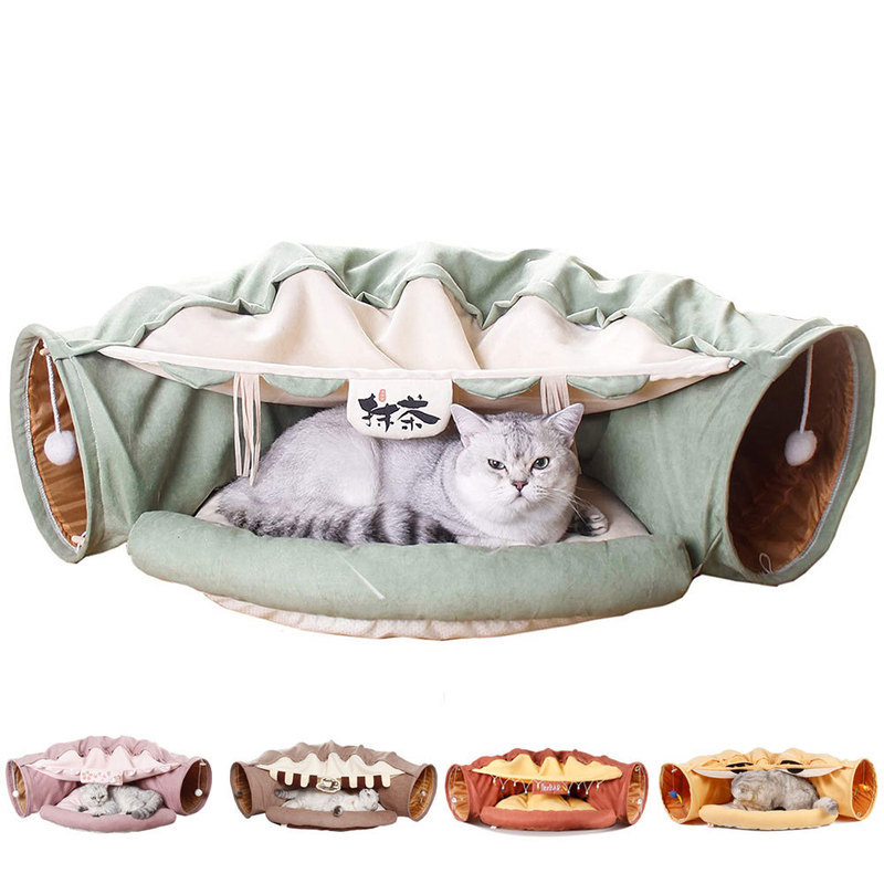 ABLAZE ZAI Matcha Cat Tunnel Channel Cat Influencer ของเล่นแมวสิ่งจําเป็นในชีวิตประจําวันช่องแมวพับไ