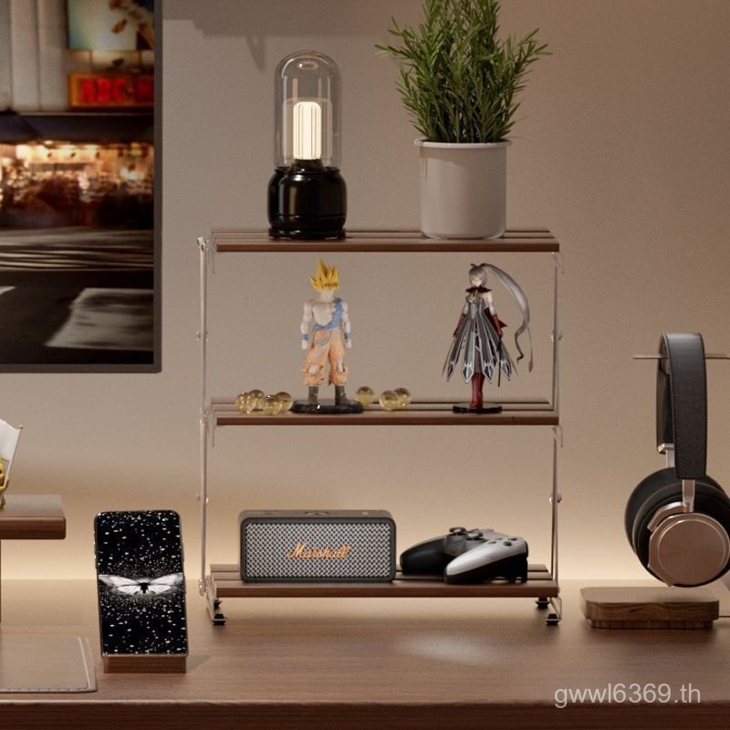 Small Small Small Table Shelf Rack Desktop Picnic Place แบบพกพาพับได้ Log สามชั้น Hand-Made Camping 