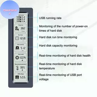 EARLYPTOND M2 SSD กรณี NVMe SATA Dual Protocol 10Gbps พร้อมจอแสดงผลหน้าจออัจฉริยะดิจิตอล USB3.2 Gen2 ประเภท C Disk กล่อง M.2 SSD Enclosure TH