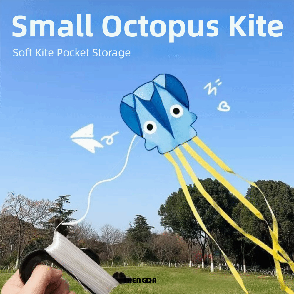 SHENGDA การ์ตูนเด็ก Kite, Unique Soft Octopus Kites, กิจกรรมของเล่น Frameless น้ําหนักเบา Easy Fly Spring Outing Pocket Kite เริ่มต้นใช้