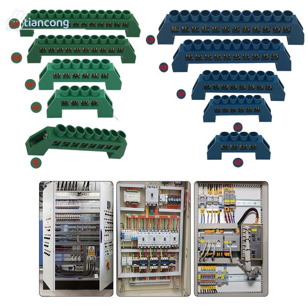 TIANCONG สกรูทองเหลือง Grounding Bridge Terminal, Blue Green Zero Line และ Neutral Block Connector, 