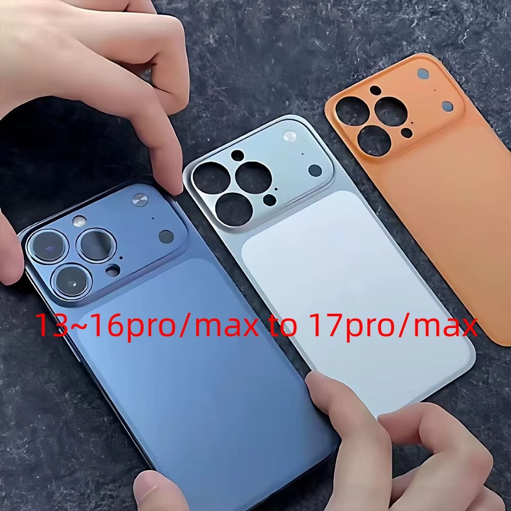 สำหรับ iPhone 16 15 14 13 Pro Max แปลงเป็น 17 Pro Max สติกเกอร์ป้องกันด้านหลัง พร้อมตัวป้องกันเลนส์กล้องปลอม