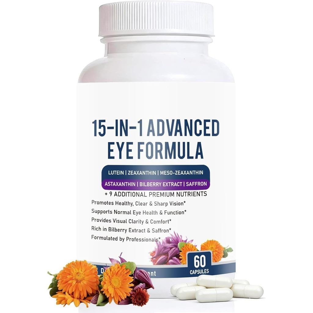 15 in 1 Advanced Eye Formula - อาหารเสริมวิตามินและแร่ธาตุรอบดวงตาพร้อม Lutein, Zeaxanthin, Zinc & B
