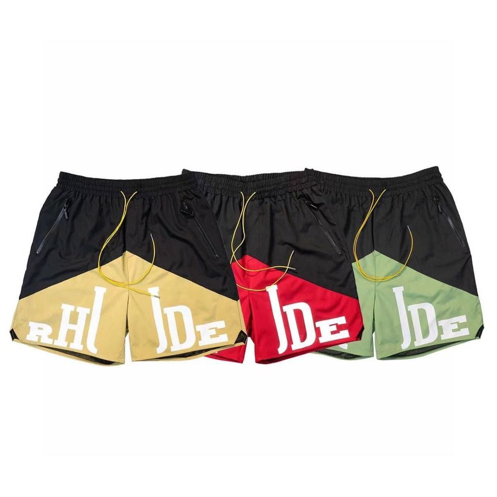 เสื้อผ้าRHUDE ฤดูร้อนสำหรับผู้ชาย กางเกงลำลองDrawstringHip-Hop สไตล์โมเดิร์น