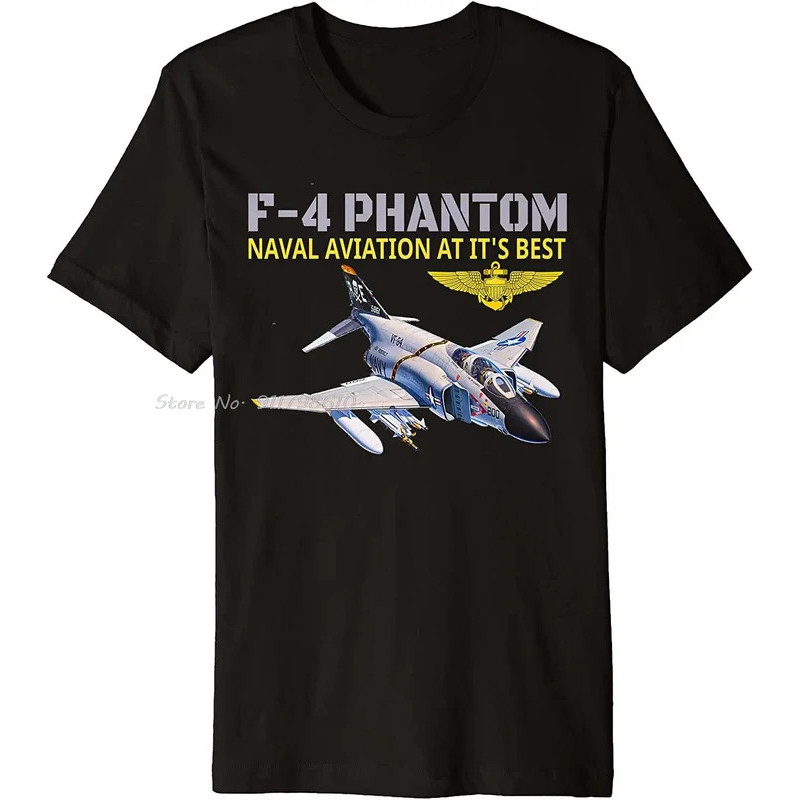 เสื้อยืด F-4 Phantom II US Navy สไตล์เครื่องบินทหารเรือ ผ้าฝ้ายแท้ แขนสั้น สำหรับผู้ชายผู้หญิง หลายไ