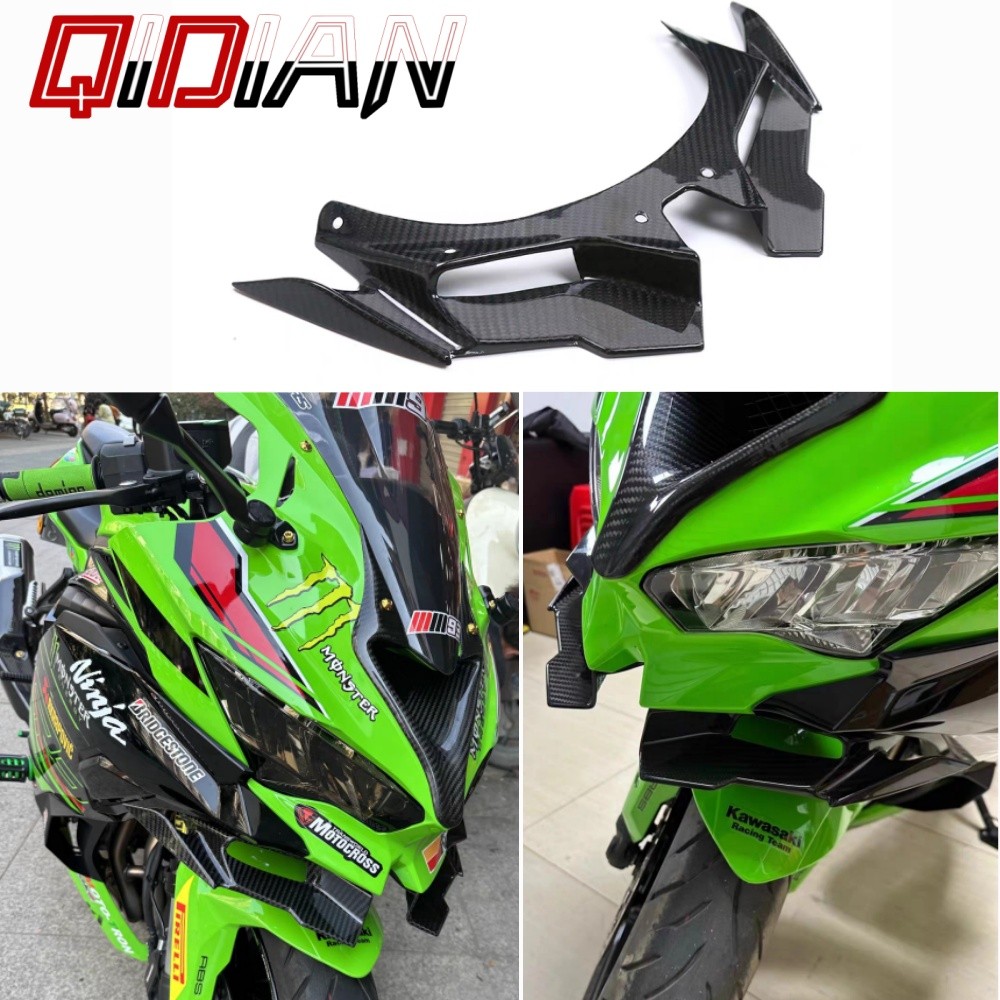 สําหรับ KAWASAKI ZX25R ZX4R ZX4RR ด้านหน้ากระจก Winglet ลมสปอยเลอร์ 3K คาร์บอนไฟเบอร์