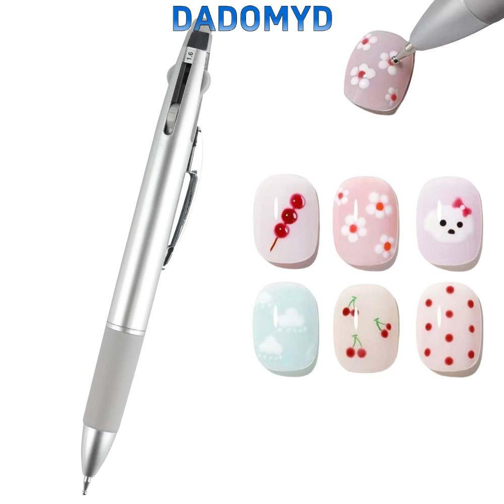 DADOMYD ปากกาจุดเล็บ, ปากกาจุดเล็บขนาด 4-in-1 หลายขนาด, ประเภทกดปากกาลูกลื่นออกแบบเล็บปลายจุดสี Rhinestone Picker